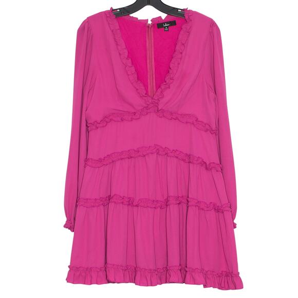 Lulus Dress Coquette Feminine Romantic Boho Cottage Ruffled Tiered Pink Medium - Picture 1 of 6